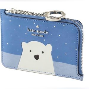 Kate Spade Artic Friends L Zip Coin Purse Cardholder with Key Ring